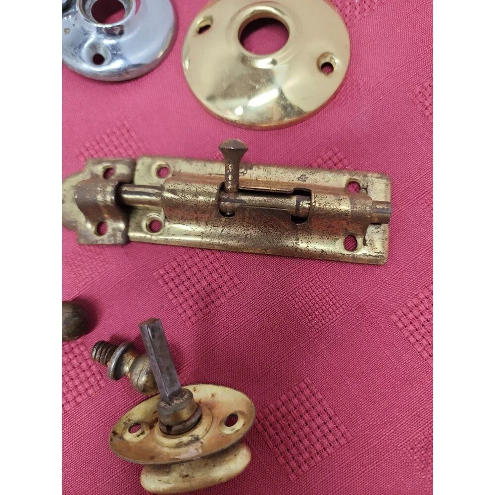 Vintage Brass Door Hardware Assorted Miscellaneous Pieces Perfect For Rehabber